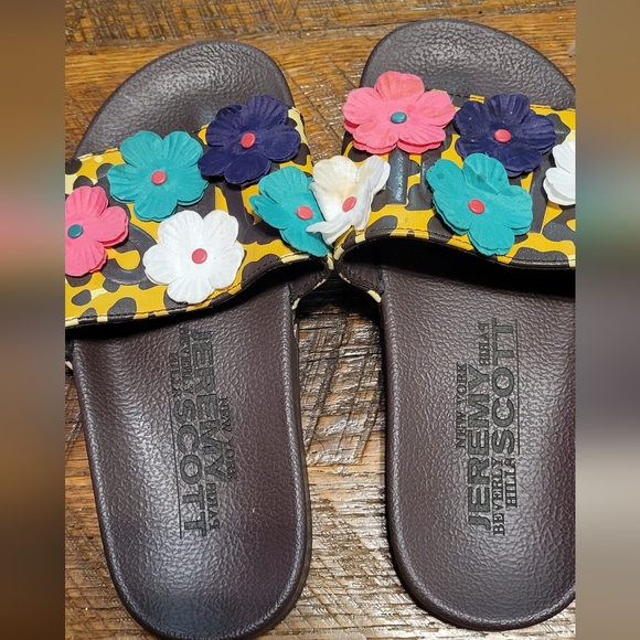 Jeremy Scott x Adidas Shoes - Jeremy Scott Adidas Slides Flowers and Animal Print! Cheetah.